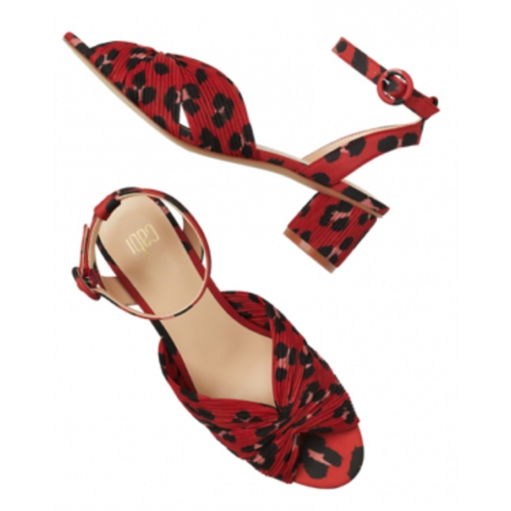 Cabi Siren Sandel Savage Red Cheetah Block Heel